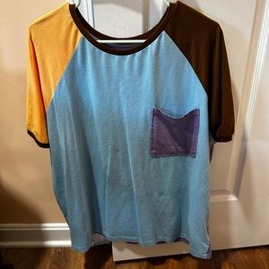 Oversize Urban Outfitters block colored tee shirt in size large